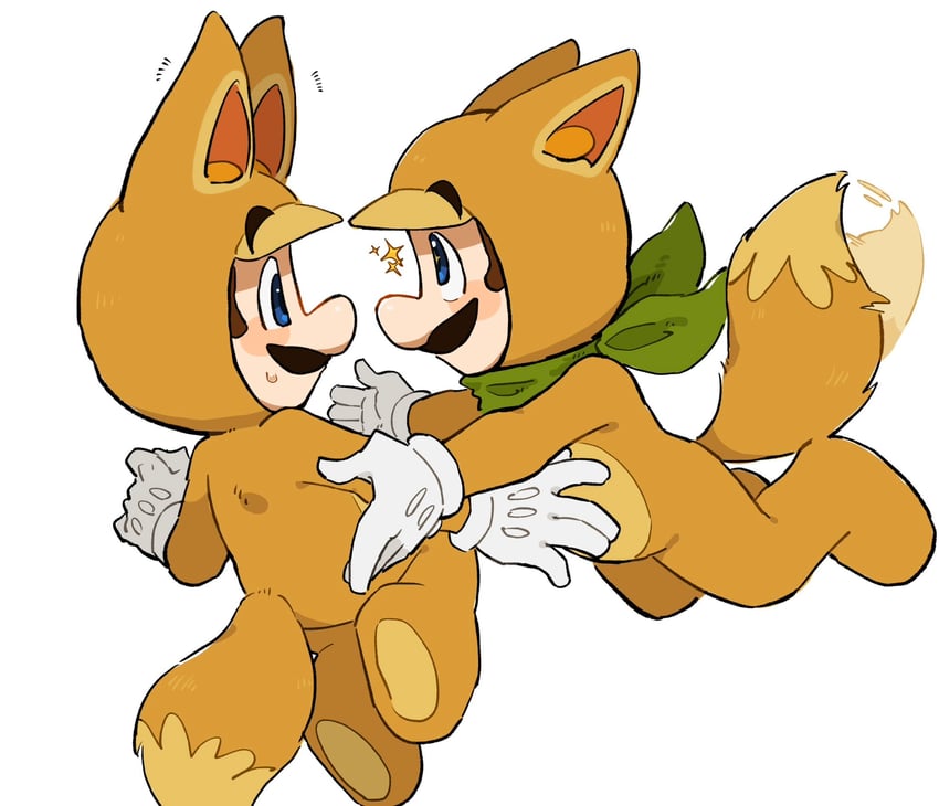 mario, luigi, and kitsune luigi (mario and 1 more) drawn by mimimi_(mimimim9999)