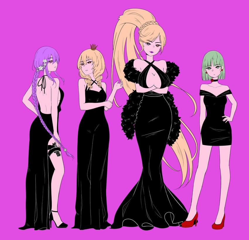 sion eltnam, hilda, erika wagner, eltnum, and phonon (under night in-birth) drawn by nyoomdoesstuff