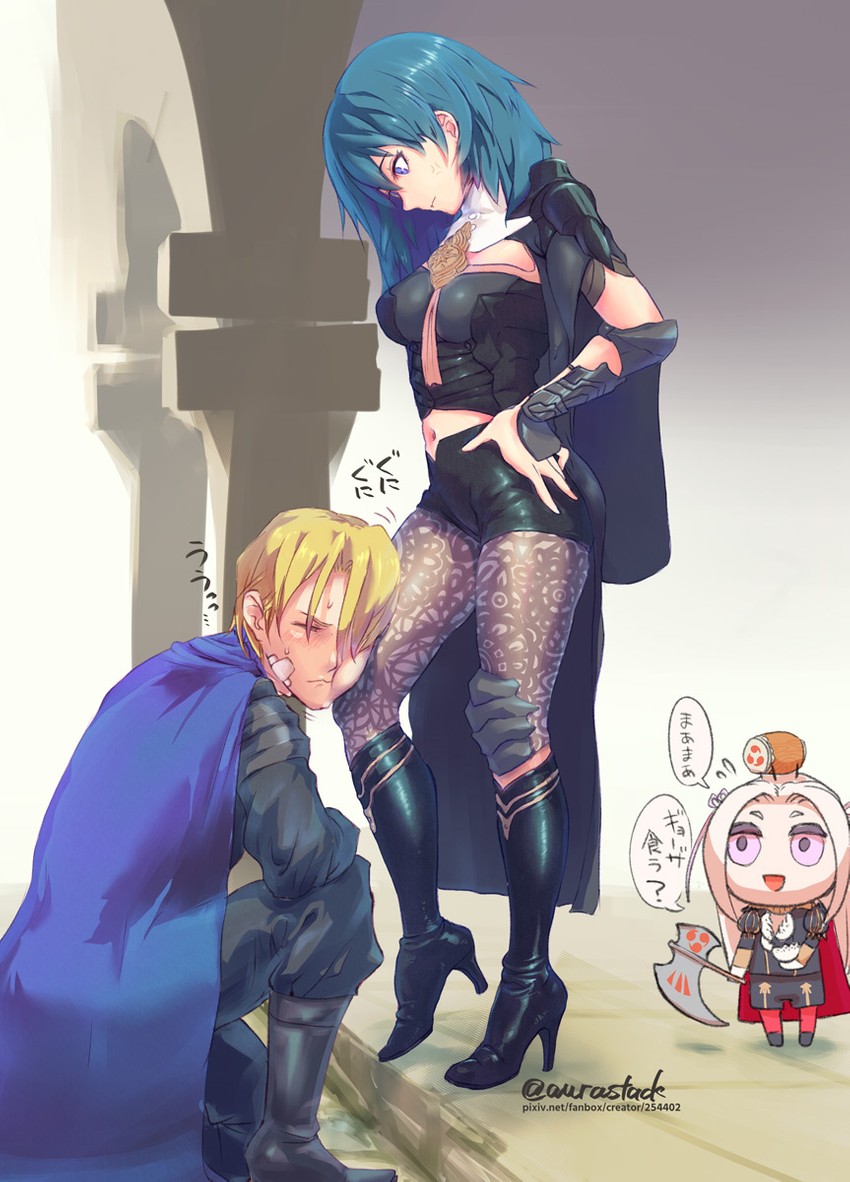 female byleth, edelgard von hresvelg, and dimitri alexandre blaiddyd (fire emblem and 1 more) drawn by aurastack