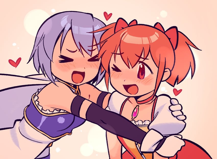 kaname madoka and miki sayaka (mahou shoujo madoka magica) drawn by gloamy