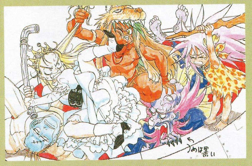 devilot de deathsatan ix, jigoku daishi, dr stein, mao, and bao (cyberbots) drawn by nishimura_kinu