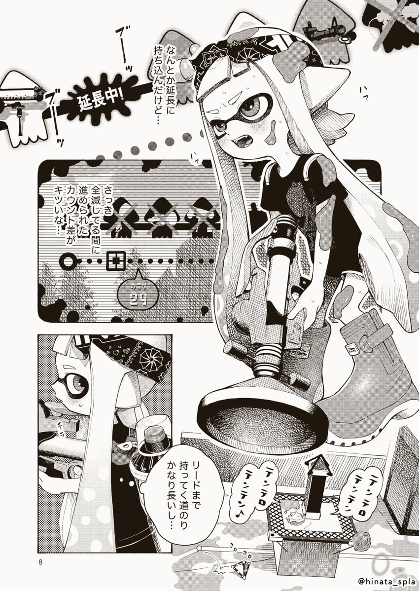 inkling player character and inkling girl (splatoon and 1 more) drawn by hinata_(hinata_spla)