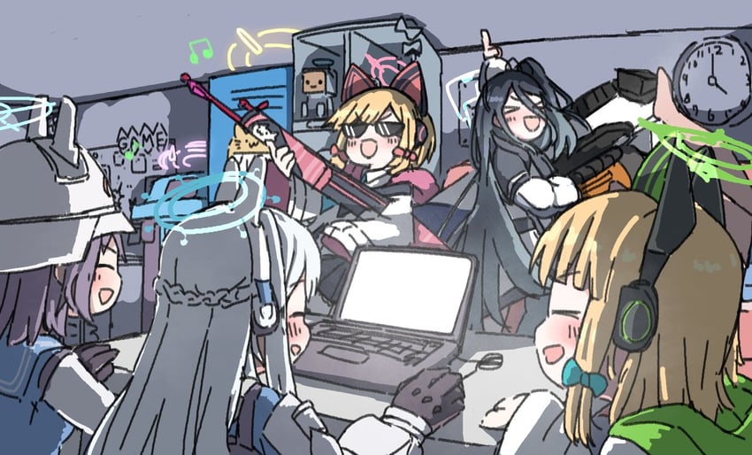 aris, momoi, midori, miyu, miyako, and 3 more (blue archive) drawn by kuragesensei