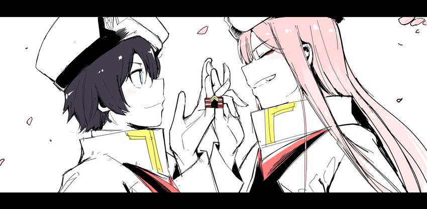 zero two and hiro (darling in the franxx) drawn by chicke_iii