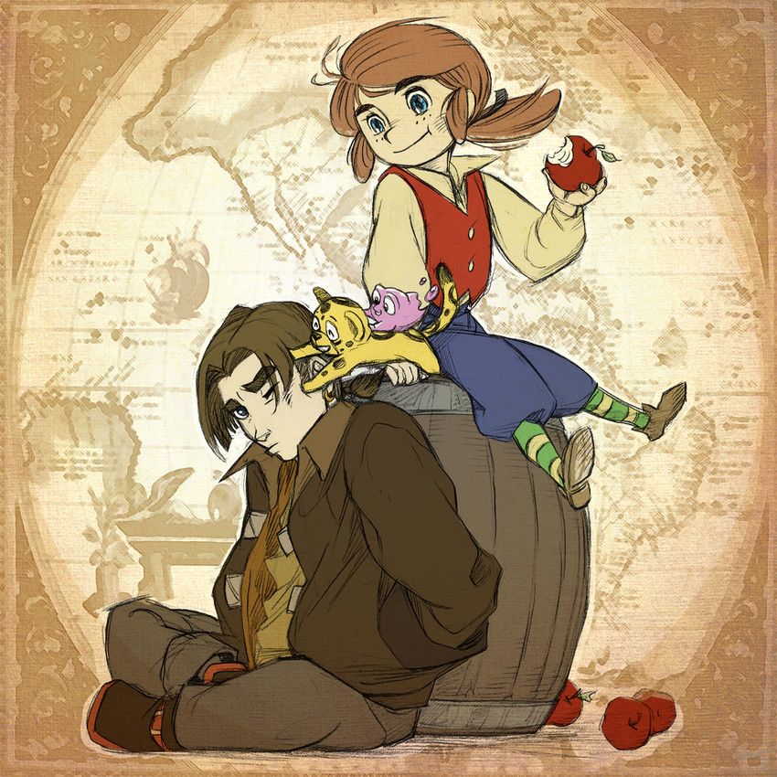 jim hawkins, morph, and benbow (treasure island and 2 more) drawn by parhart