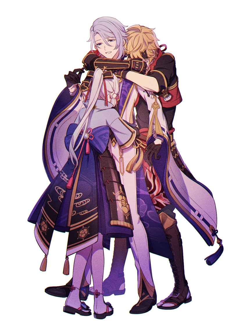 kamisato ayaka, kamisato ayato, and thoma (genshin impact) drawn by moya_(oxygen_tk910)