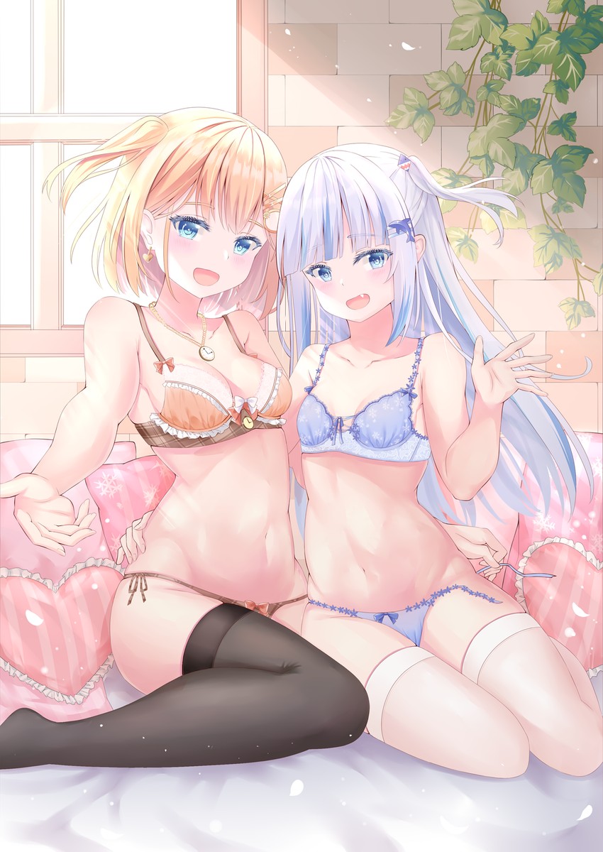 gawr gura and watson amelia (hololive and 1 more) drawn by harada_haruki