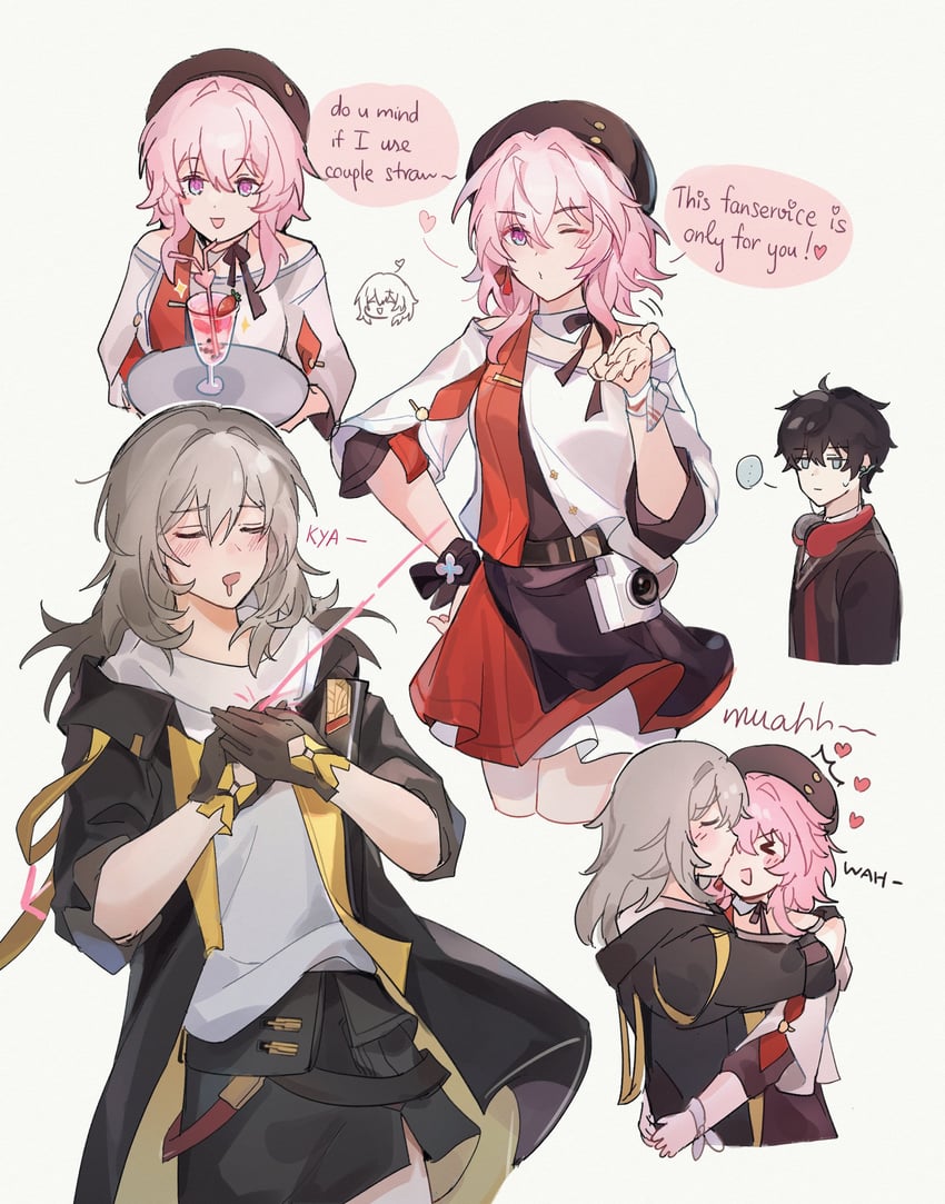 trailblazer, stelle, march 7th, and dan heng (honkai and 1 more) drawn by mete_or12