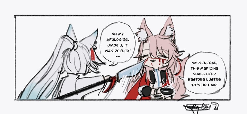feixiao and jiaoqiu (honkai and 1 more) drawn by hazel0217