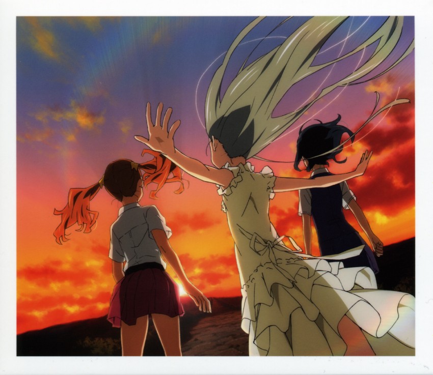 honma meiko, anjou naruko, and tsurumi chiriko (ano hi mita hana no namae wo bokutachi wa mada shiranai.) drawn by tanaka_masayoshi
