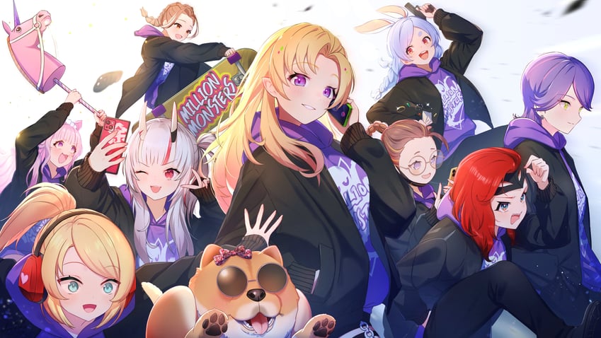 usada pekora, nanashi mumei, tokoyami towa, hakos baelz, nakiri ayame, and 5 more (hololive and 3 more) drawn by nemu_iine