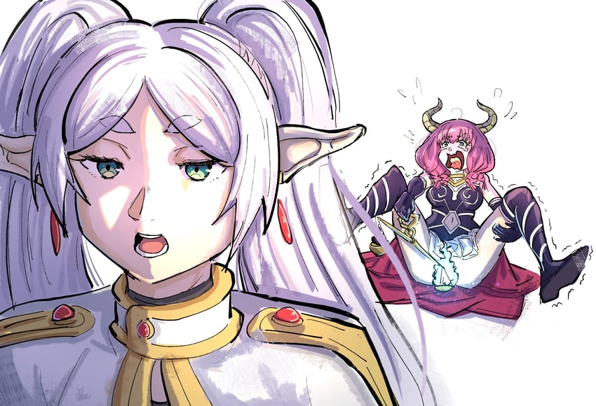 frieren, aura, and pan piano (sousou no frieren) drawn by ononotsu