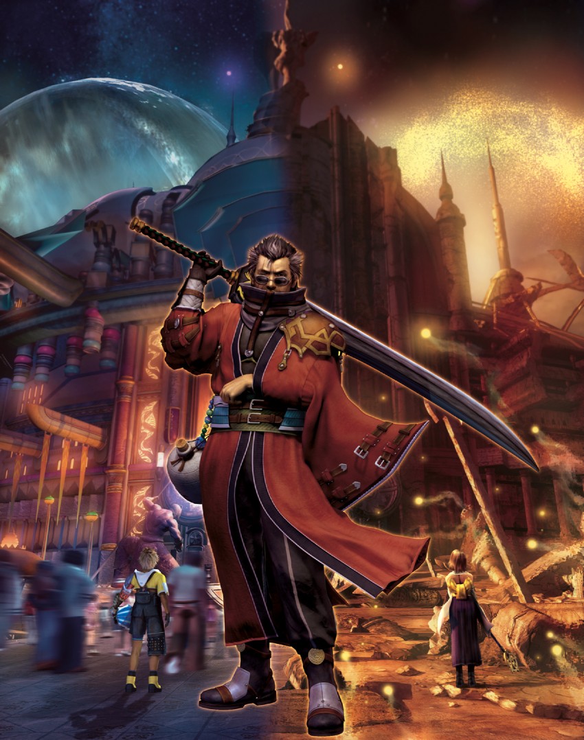 yuna, tidus, and auron (final fantasy and 1 more)