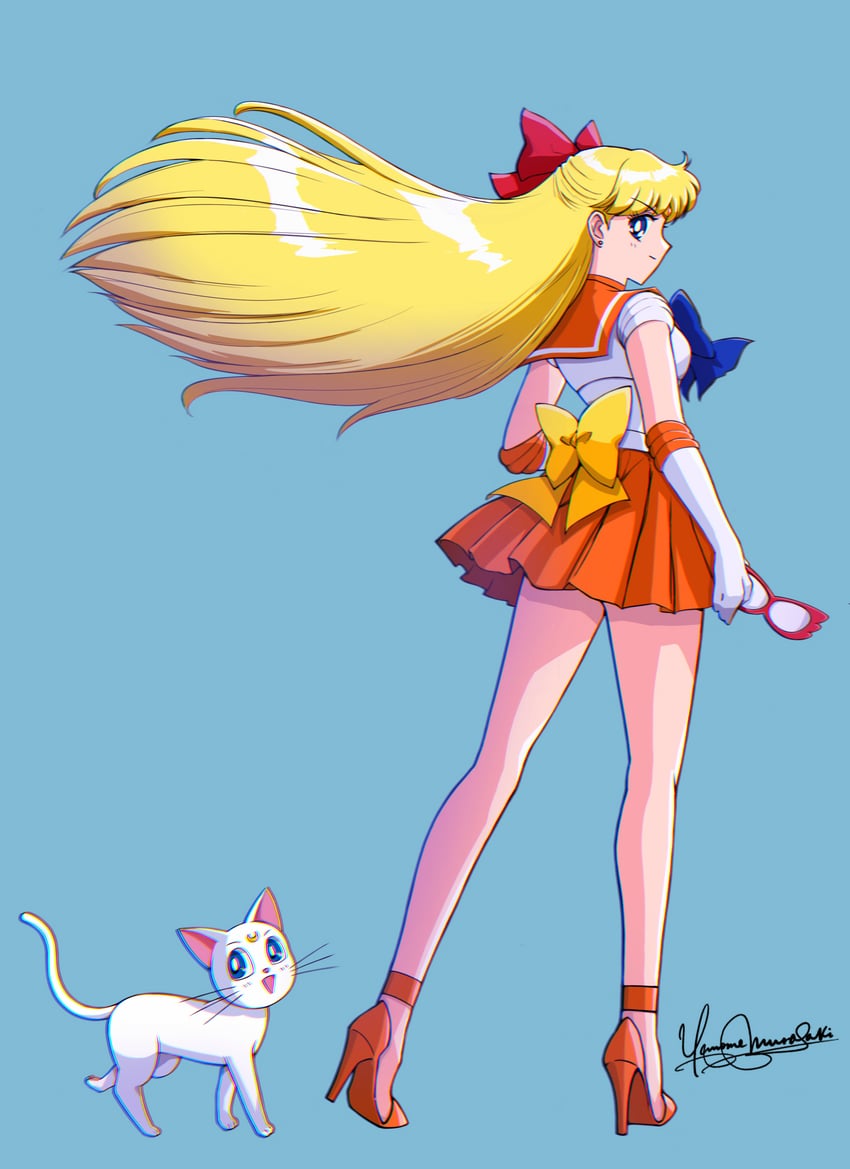 aino minako, sailor venus, and artemis (bishoujo senshi sailor moon) drawn by dj_jdite