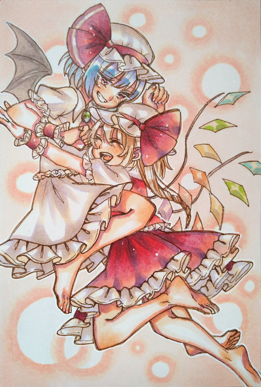 remilia scarlet and flandre scarlet (touhou) drawn by shiomi_lua