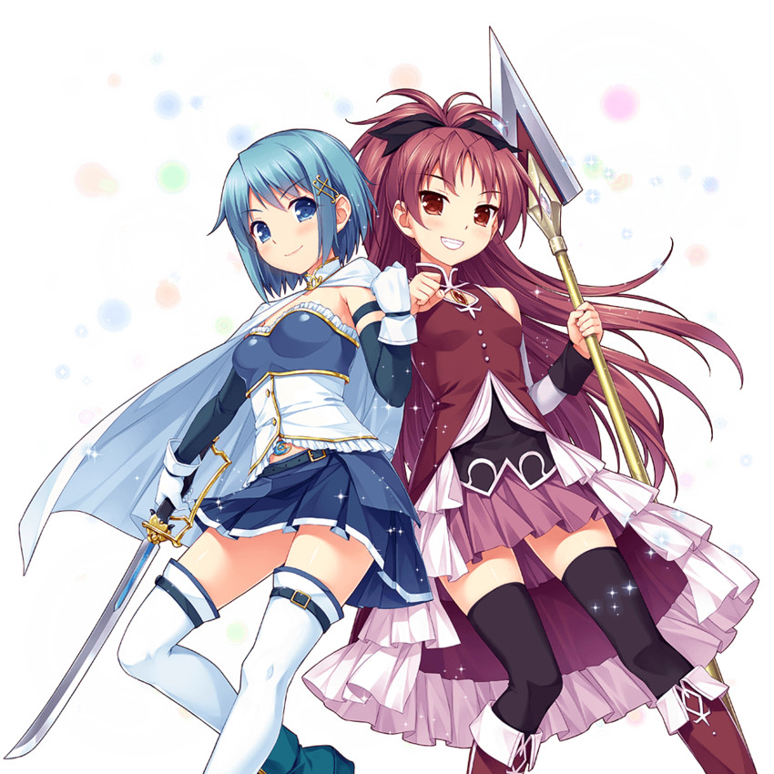 miki sayaka and sakura kyoko (mahou shoujo madoka magica and 1 more) drawn by sayori_(neko_works)