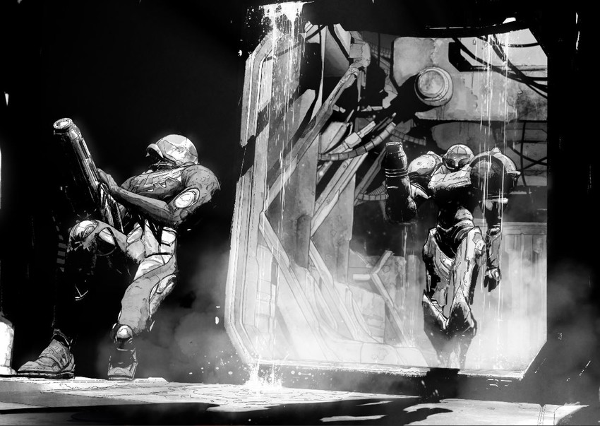 samus aran and sa-x (metroid and 1 more) drawn by tristan_jones