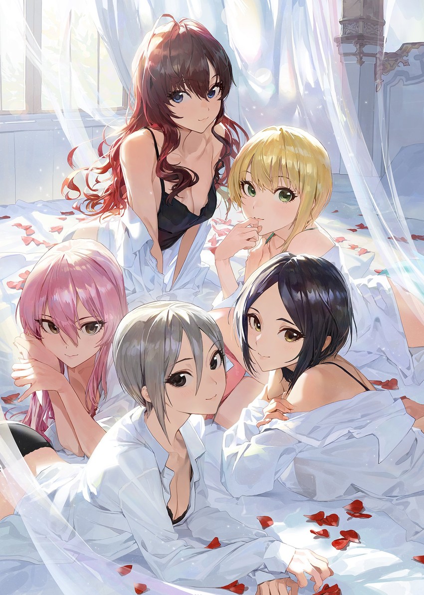 jougasaki mika, ichinose shiki, hayami kanade, miyamoto frederica, and shiomi syuko (idolmaster and 1 more) drawn by modare