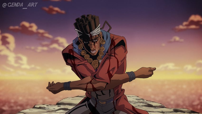 mohammed avdol (jojo no kimyou na bouken and 2 more) drawn by genda_art
