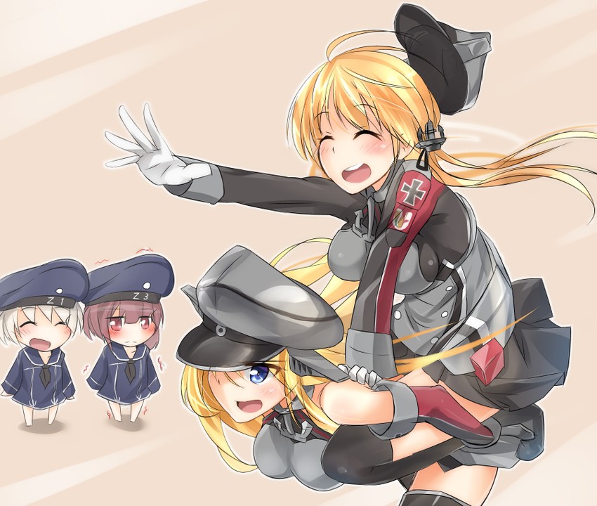 prinz eugen, bismarck, z1 leberecht maass, and z3 max schultz (kantai collection) drawn by rinrin_(927413)