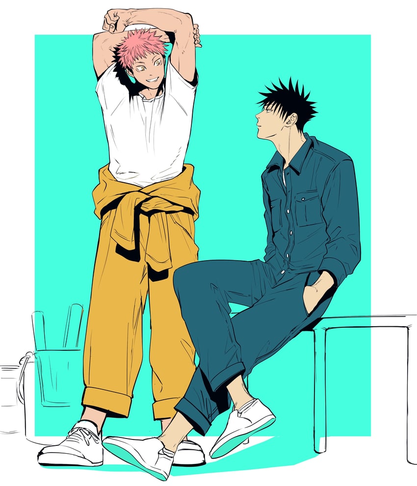 itadori yuuji and fushiguro megumi (jujutsu kaisen) drawn by marukome0816