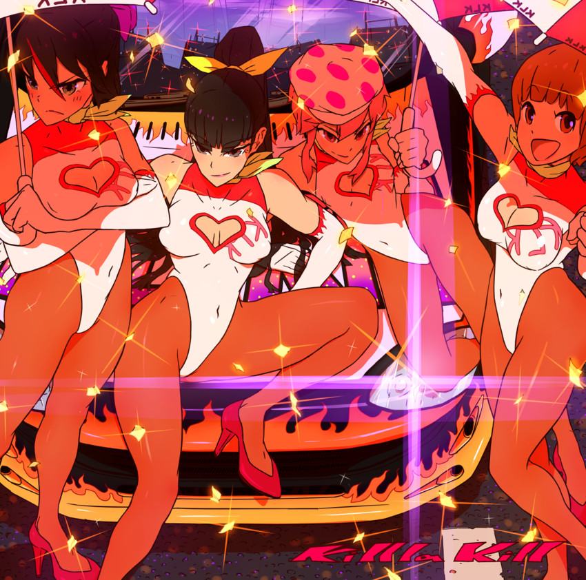 matoi ryuuko, kiryuuin satsuki, mankanshoku mako, and jakuzure nonon (kill la kill) drawn by moke-re-mubenbe