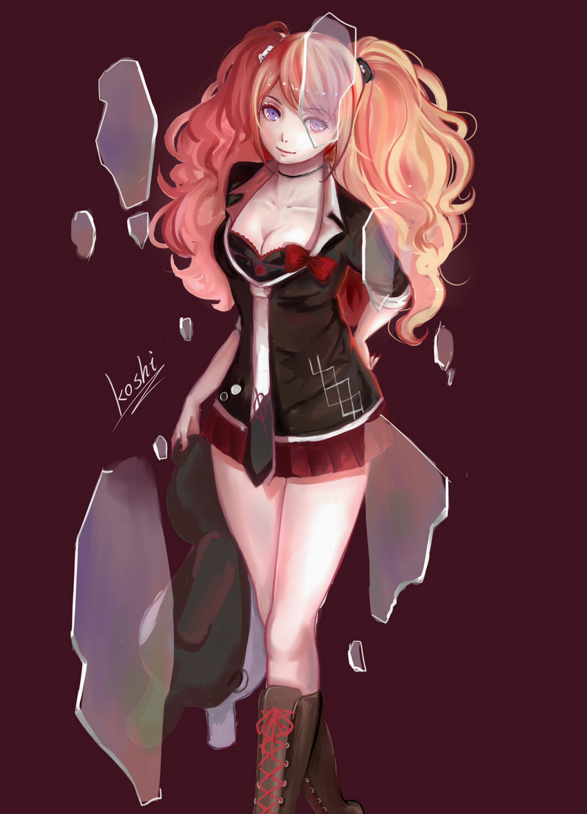 enoshima junko and monokuma (danganronpa and 1 more) drawn by gezi_furen
