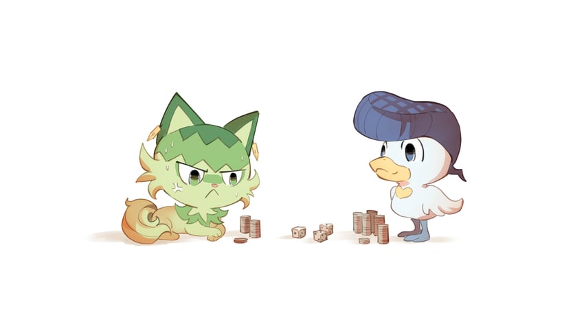 higashikata josuke, sprigatito, kishibe rohan, and quaxly (pokemon and 3 more) drawn by norue