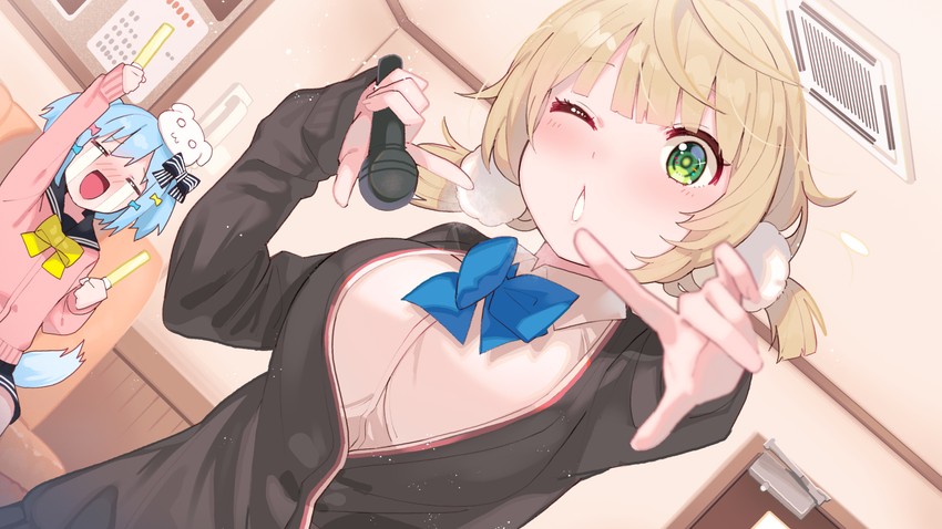 shigure ui and inuyama tamaki (indie virtual youtuber and 1 more) drawn by tonarikeru