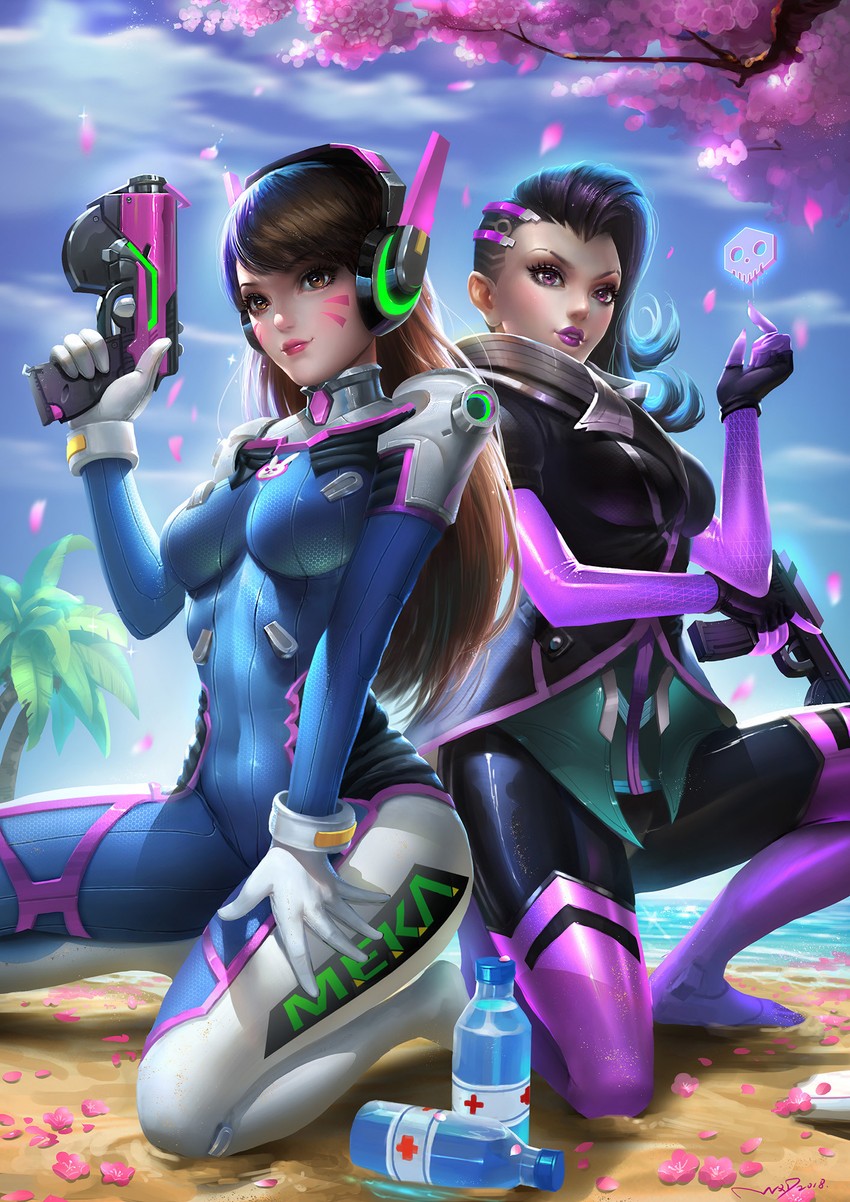 d.va and sombra (overwatch and 1 more) drawn by wu_xiandeng