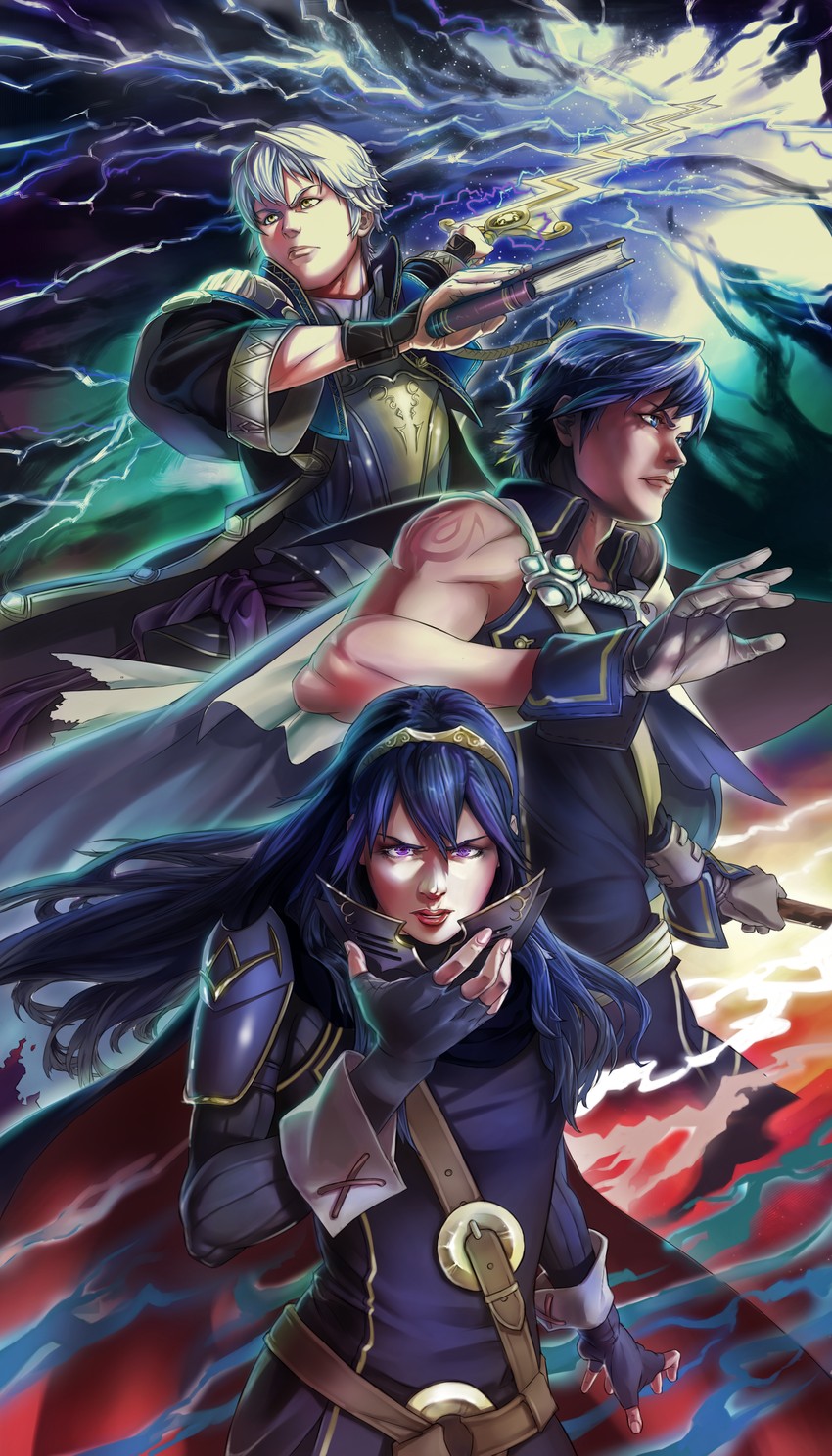 lucina, male robin, and chrom (fire emblem and 2 more) drawn by vkliza
