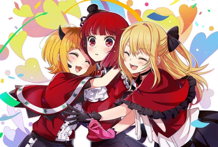 arima kana, hoshino ruby, and memcho (oshi no ko) drawn by nyoro_(nyoronyoro000)