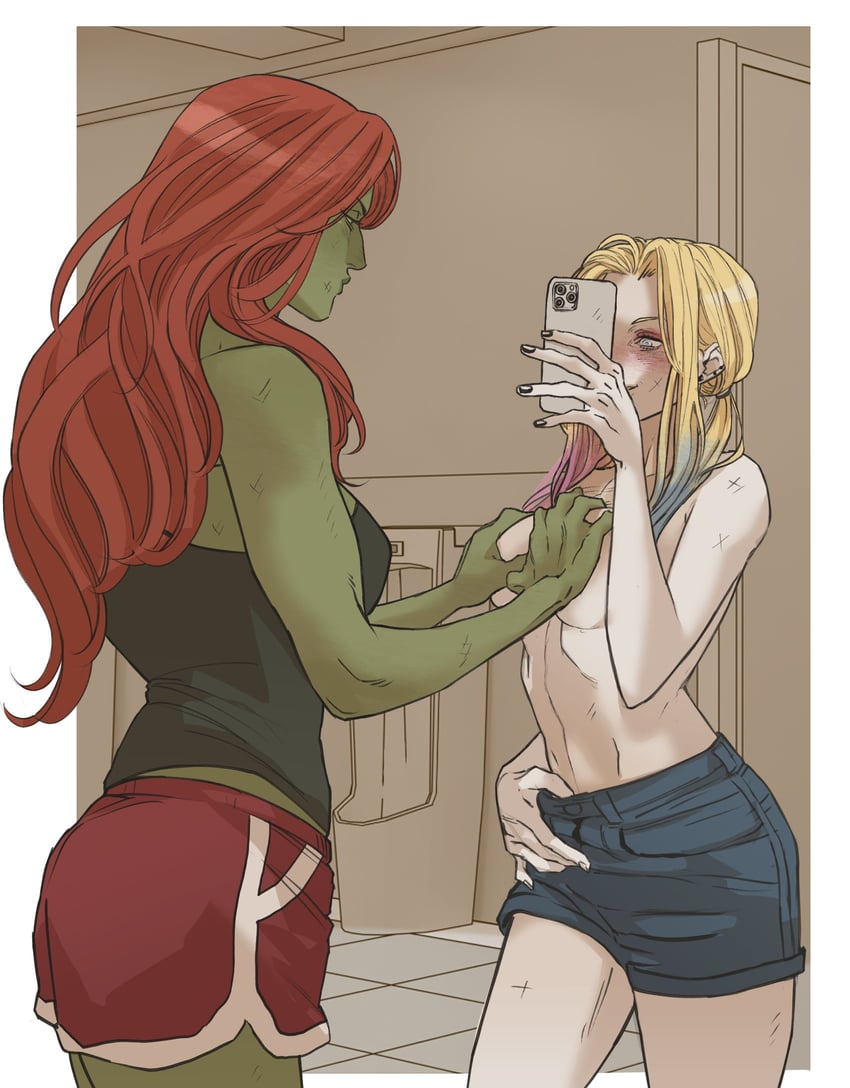 harley quinn and poison ivy (dc comics and 1 more) drawn by marceline2174