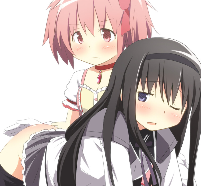 akemi homura and kaname madoka (mahou shoujo madoka magica) drawn by ran_(9ens2000)
