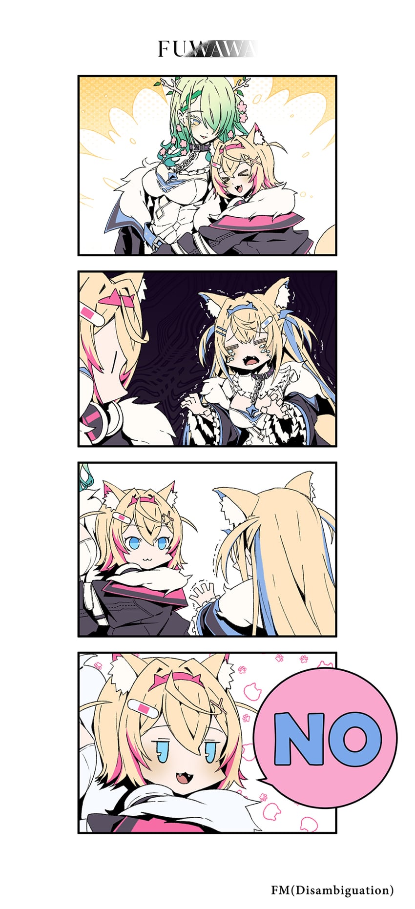 ceres fauna, fuwawa abyssgard, and mococo abyssgard (hololive and 1 more) drawn by taka_t