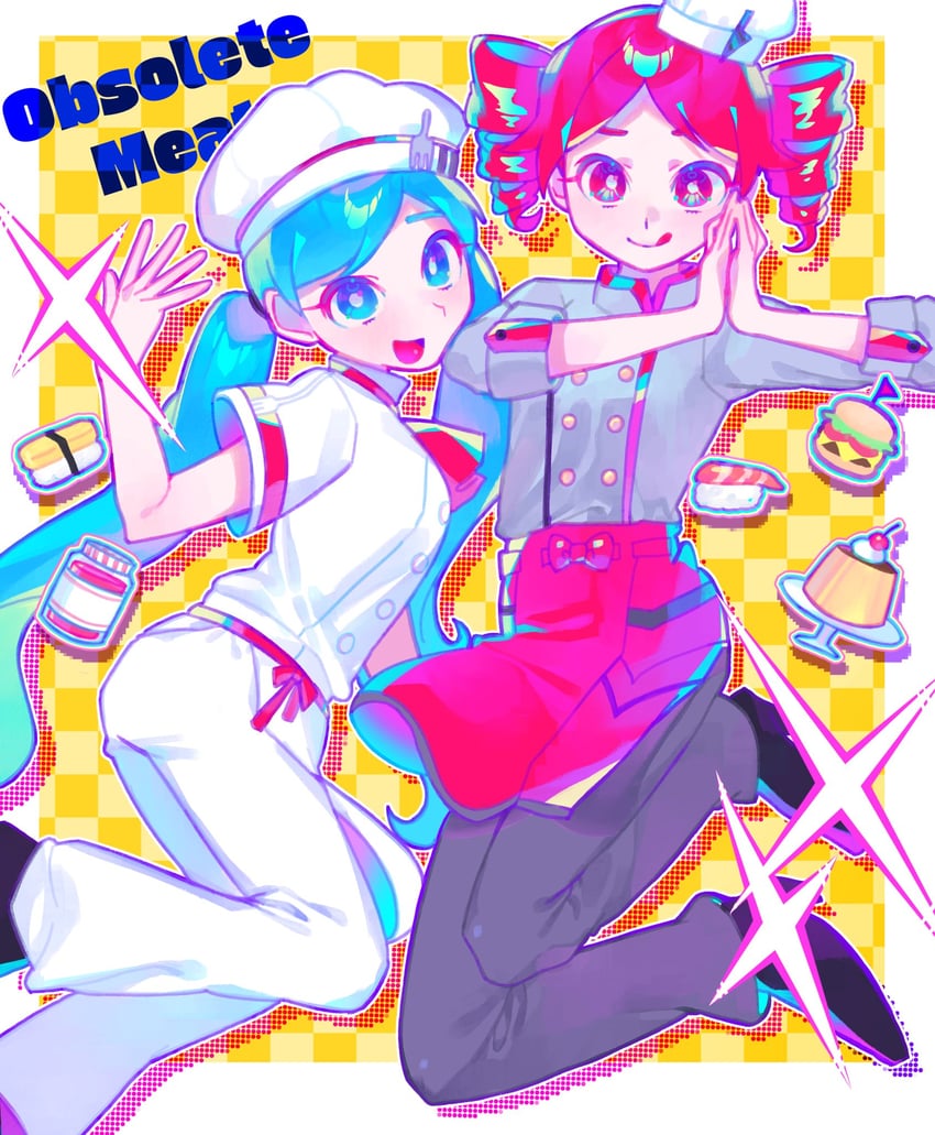 hatsune miku and kasane teto (vocaloid and 3 more) drawn by iro_(mywife_sunny)