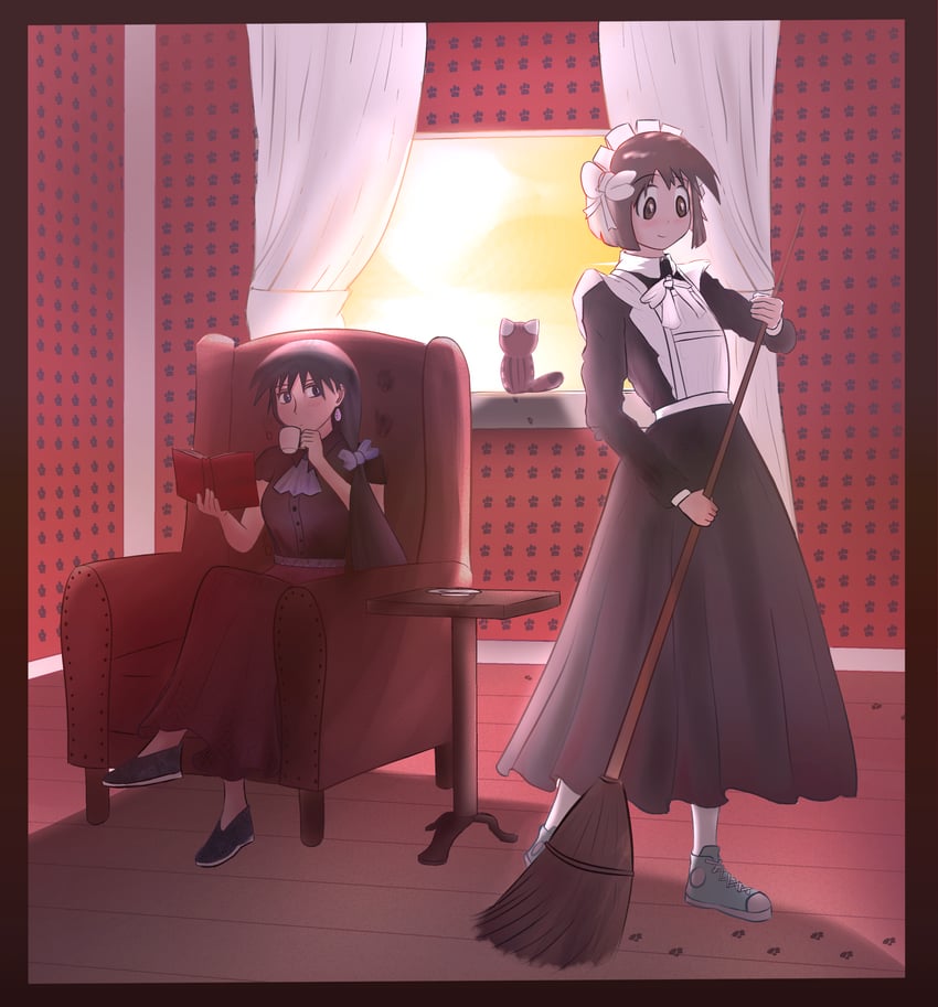 kaori and kamikaze (azumanga daioh) drawn by kaorin_daioh