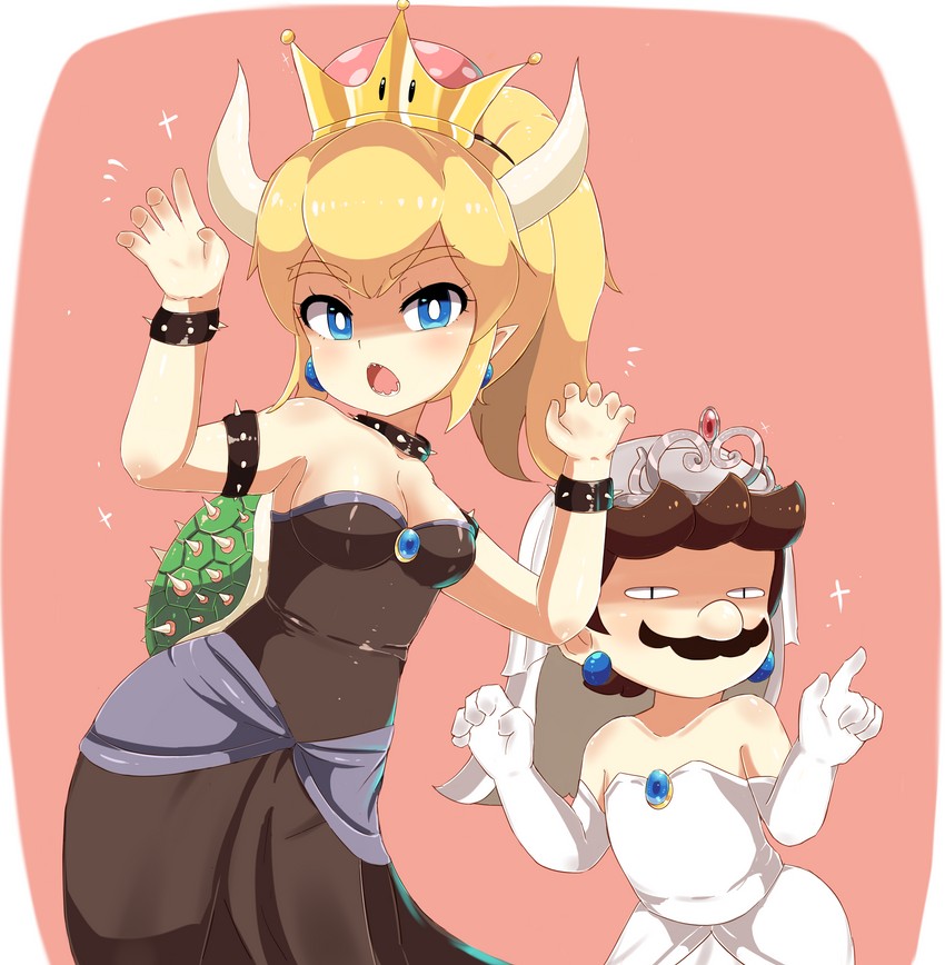 mario and bowsette (mario and 1 more) drawn by edge-mokku