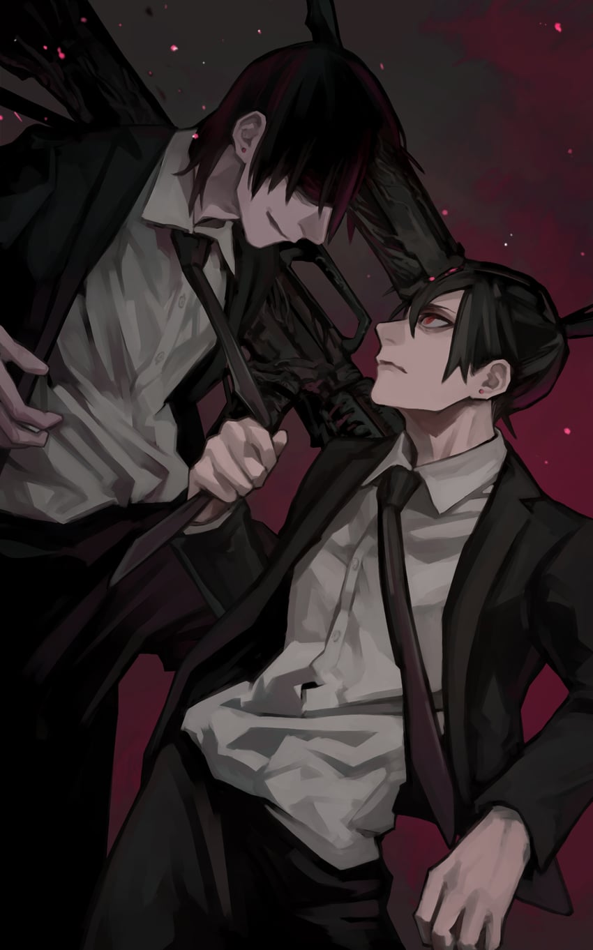 hayakawa aki and gun fiend (chainsaw man) drawn by nakano_(2_mannaka)
