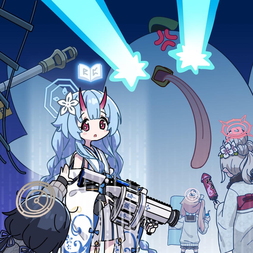mutsuki, ui, natsu, chise, and perorozilla (blue archive) drawn by ttc