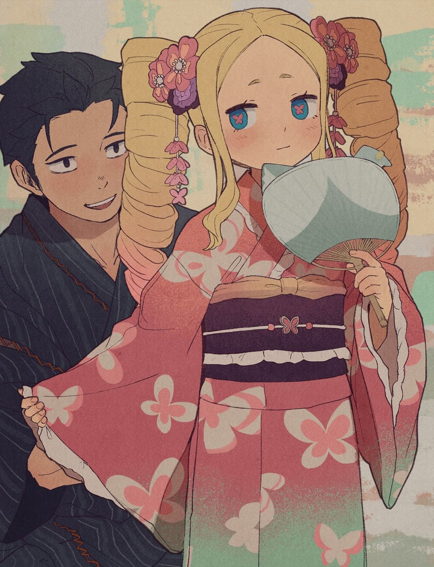 natsuki subaru and beatrice (re:zero kara hajimeru isekai seikatsu) drawn by iwamushi