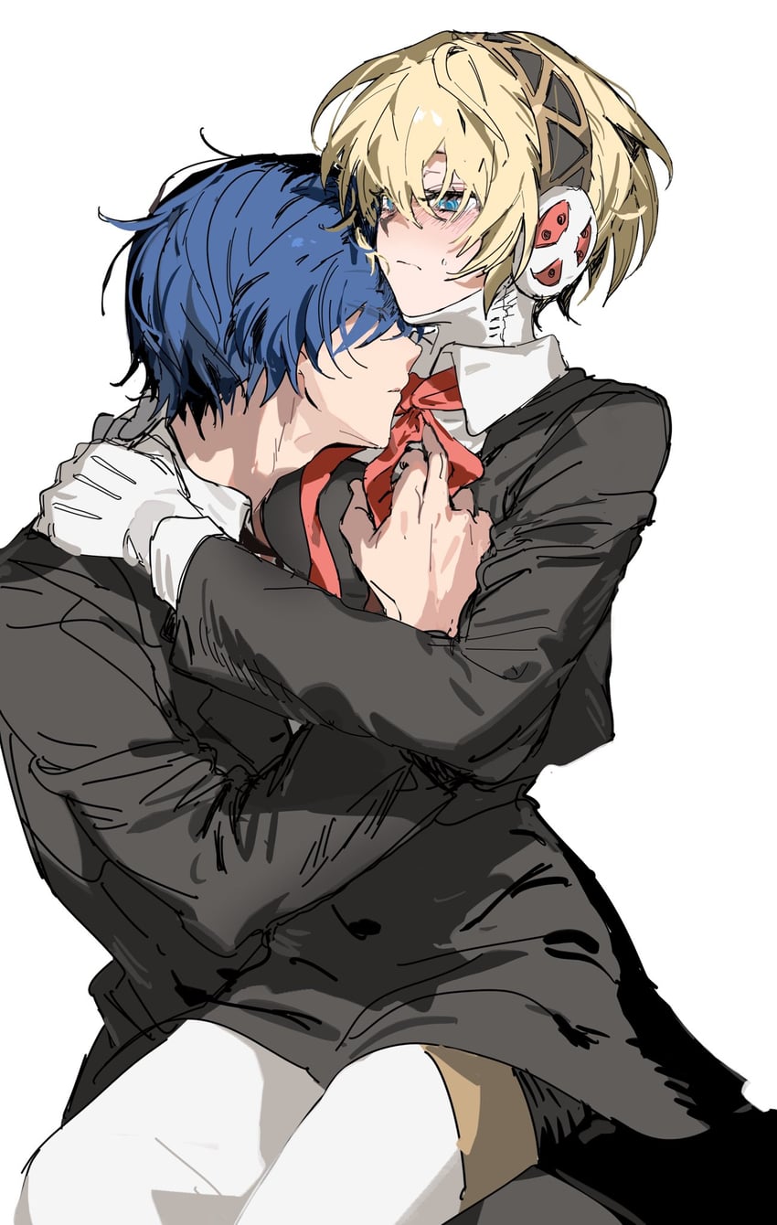 yuuki makoto and aigis (persona and 1 more) drawn by natwjeq