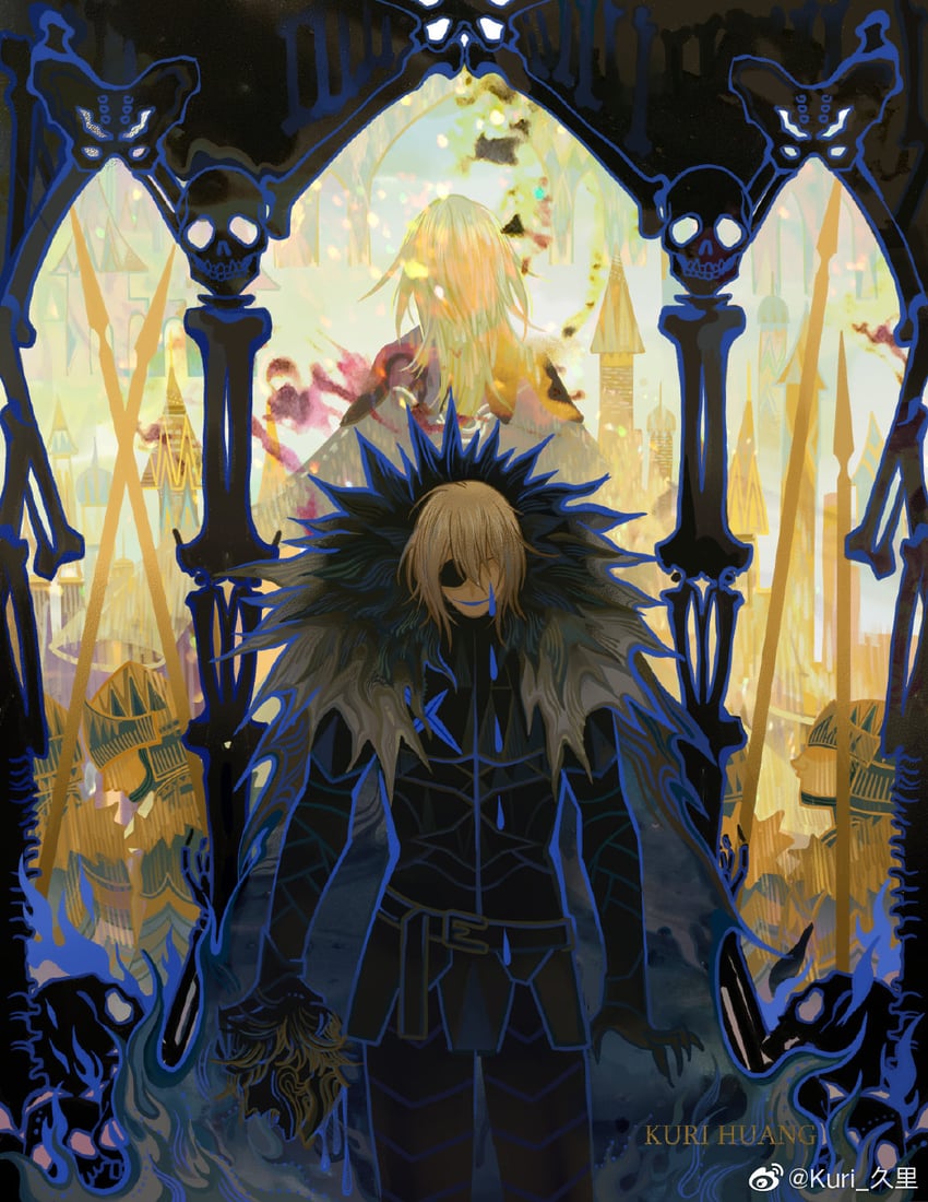 dimitri alexandre blaiddyd and female byleth (fire emblem and 1 more) drawn by kuri_huang