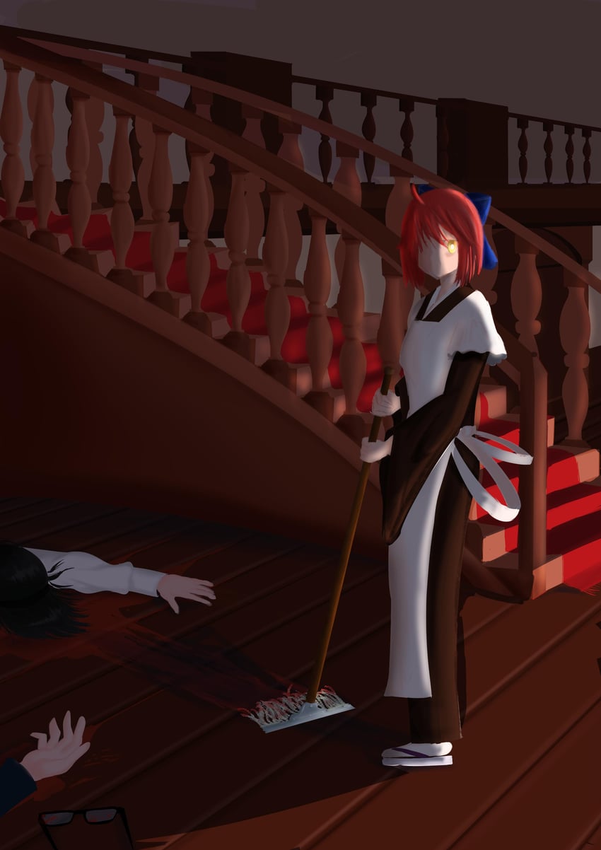 tohno akiha, kohaku, and tohno shiki (tsukihime) drawn by sir_sonic99