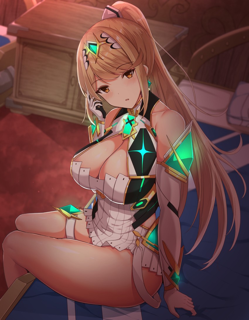 mythra (xenoblade chronicles and 1 more) drawn by noeomi