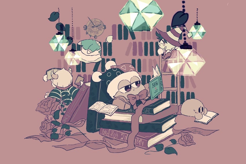 kirby, magolor, marx, taranza, and gryll (kirby) drawn by parasoruoishii