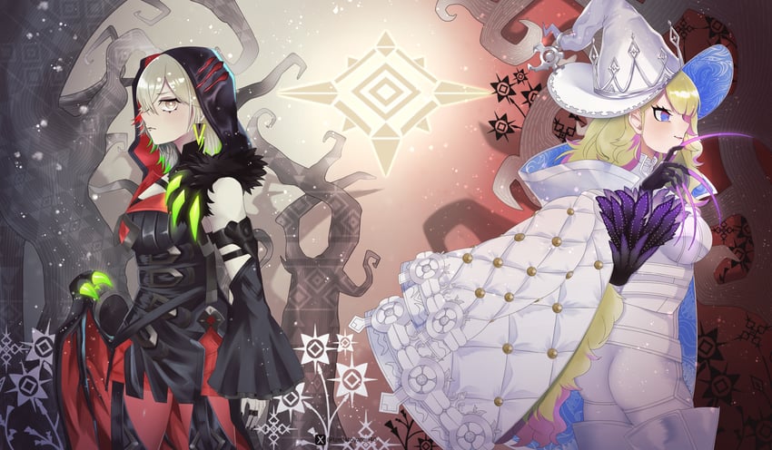 diabellstar the black witch and diabellze the original sinkeeper (yu-gi-oh!) drawn by tomatoyarou