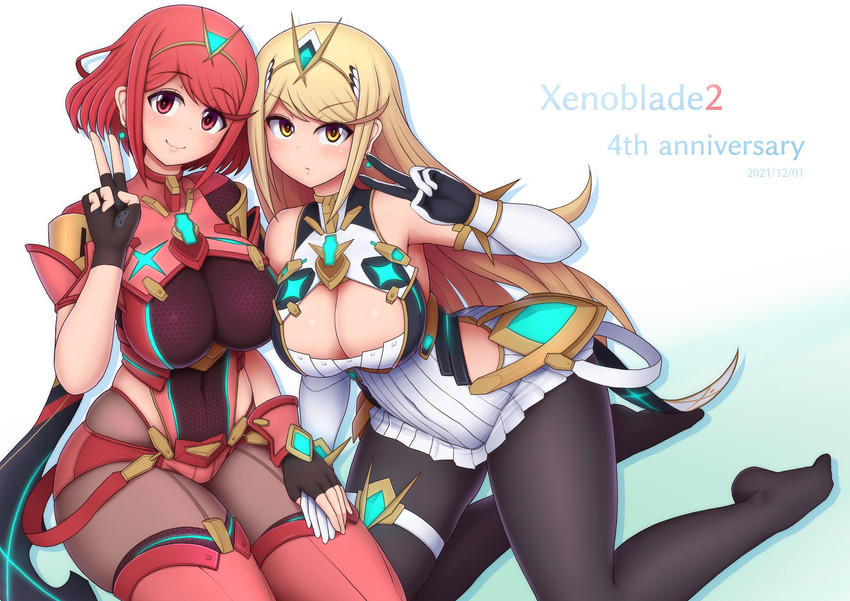 pyra and mythra (xenoblade chronicles and 2 more) drawn by ponponmaru