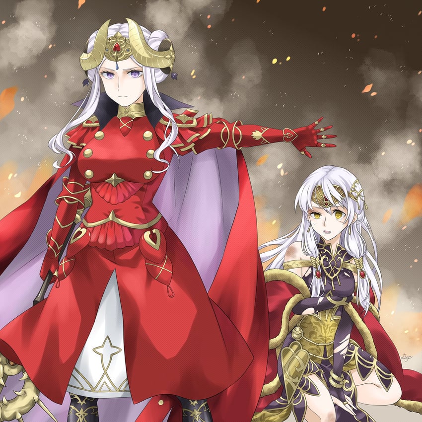 edelgard von hresvelg and micaiah (fire emblem and 2 more) drawn by midori_no_baku