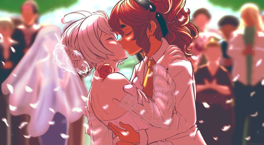 suletta mercury and miorine rembran (gundam and 1 more) drawn by mesmarique
